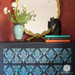 Anika Ikat Damask Furniture Stencil Royal Design Studio Stencils Gaysha Paint & Pattern 
