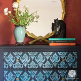 Anika Ikat Damask Furniture Stencil Royal Design Studio Stencils Gaysha Paint & Pattern 