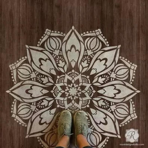 Bhakti Mandala Stencil - Small 16"w x 16"h Royal Design Studio Stencils Gaysha Paint & Pattern 