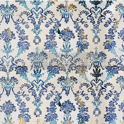 Cobalt Flourish Decoupage Paper Redesign with Prima® Gaysha Paint & Pattern 