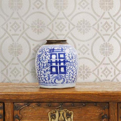 Eastern Tile Wall Stencil Royal Design Studio Stencils Gaysha Paint & Pattern 