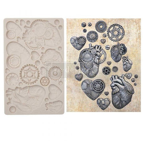 Finnabair Steampunk Hearts Decor Mould Redesign with Prima® Gaysha Paint & Pattern 