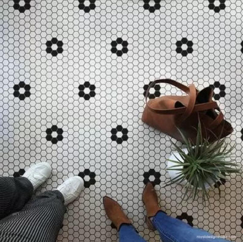 Hexagon Tile Floor Stencil Royal Design Studio Stencils Gaysha Paint & Pattern 