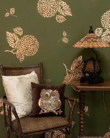 Japanese Hydranger Floral Stencil Royal Design Studio Stencils Gaysha Paint & Pattern 