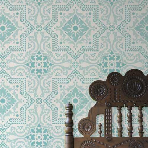 Lisboa Tile Allover Royal Design Studio Stencils Gaysha Paint & Pattern 