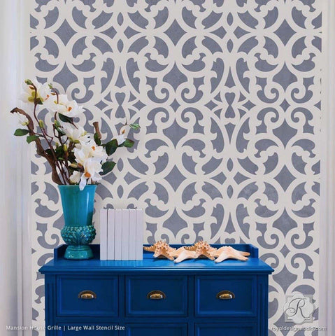 Mansion House Grille Trellis Stencil - small Royal Design Studio Stencils Gaysha Paint & Pattern 