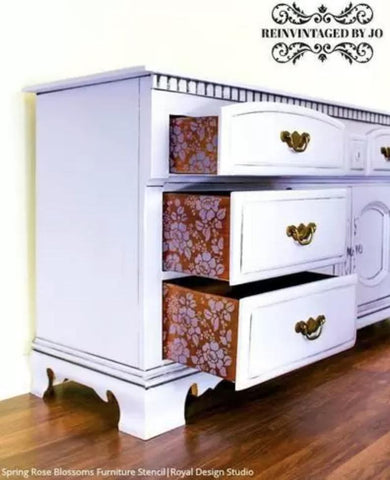 Spring Rose Blossoms Furniture Stencil Royal Design Studio Stencils Gaysha Paint & Pattern 